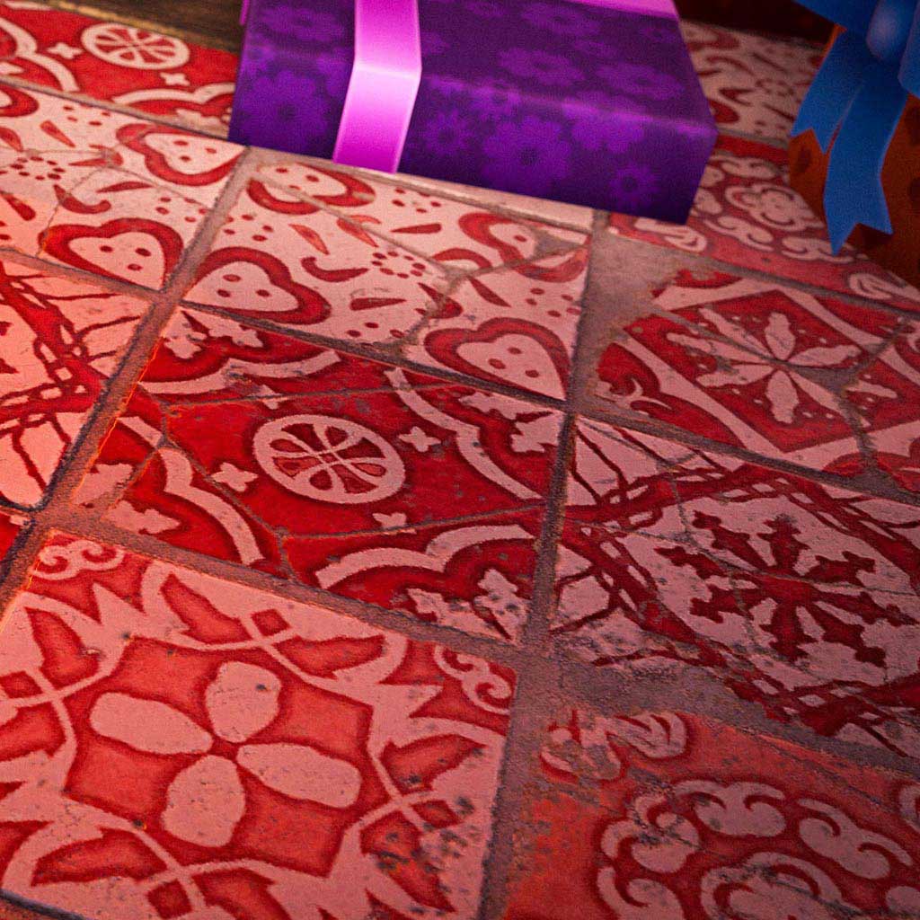 Red Festive Floor Tiles