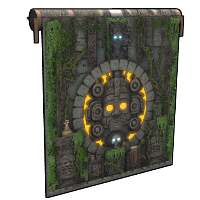 Forbidden Mayan Temple Garage Door in Rust
