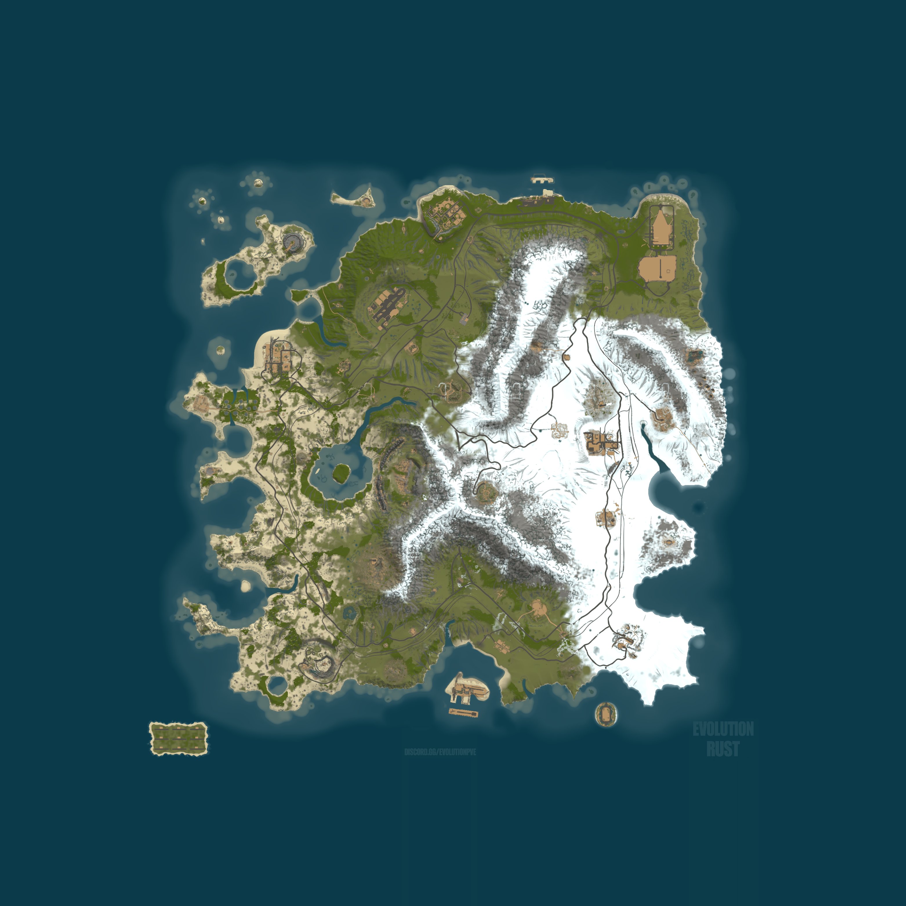 Map for [BR/LATAM] Evolution PVE 10X |Skills|Quests|Raid Bases
