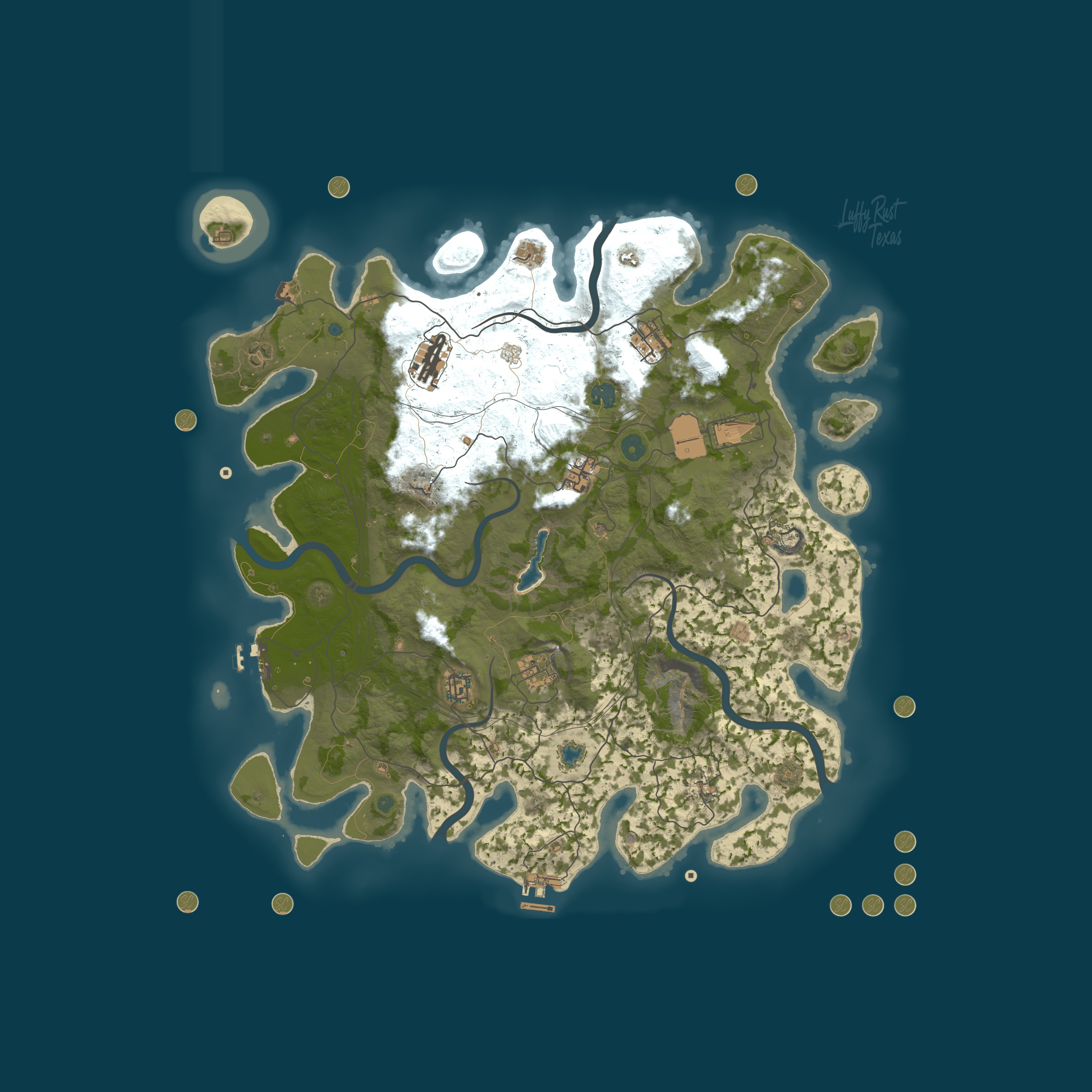 Map for LuffyRust Texas USA - 10xPvE|NoBP|Kits|Skins|Backpacks|Purge No
