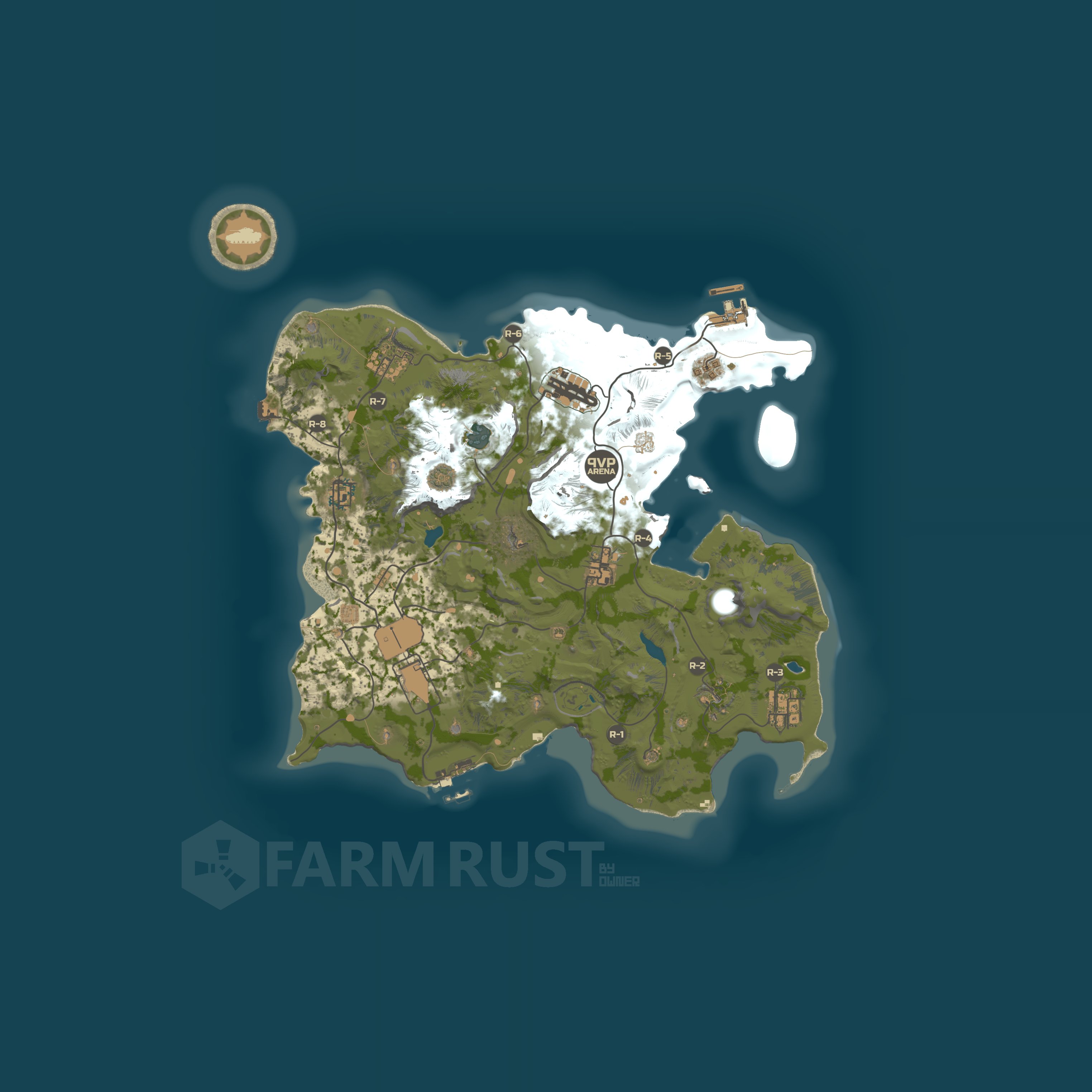 Map for [PVE] FarmRust | X3-X5 | Quest | ZOMBIE | Events