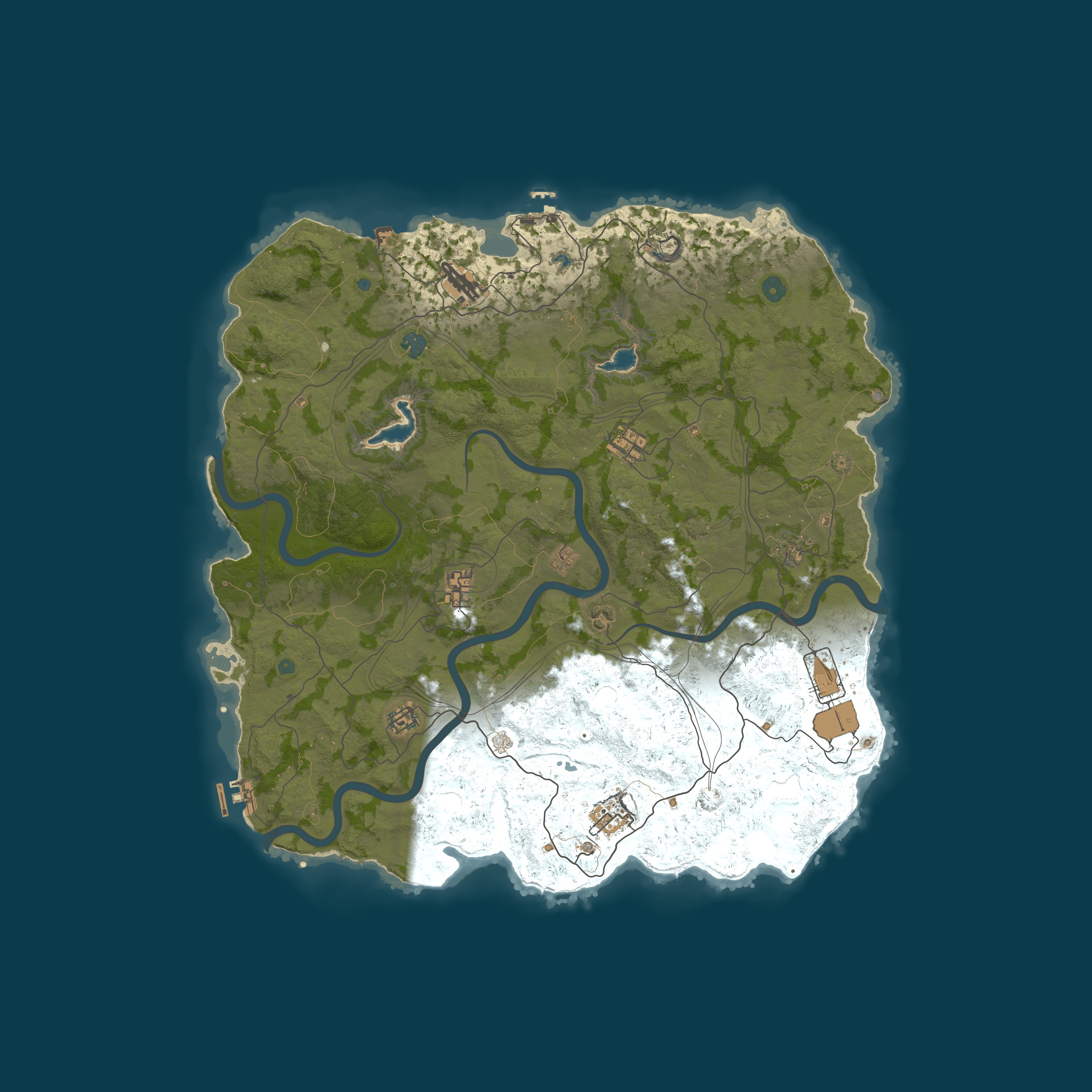 Map for Clear as Rust | 2x PvE | SkillTree | Raidable Bases | Dungeons 