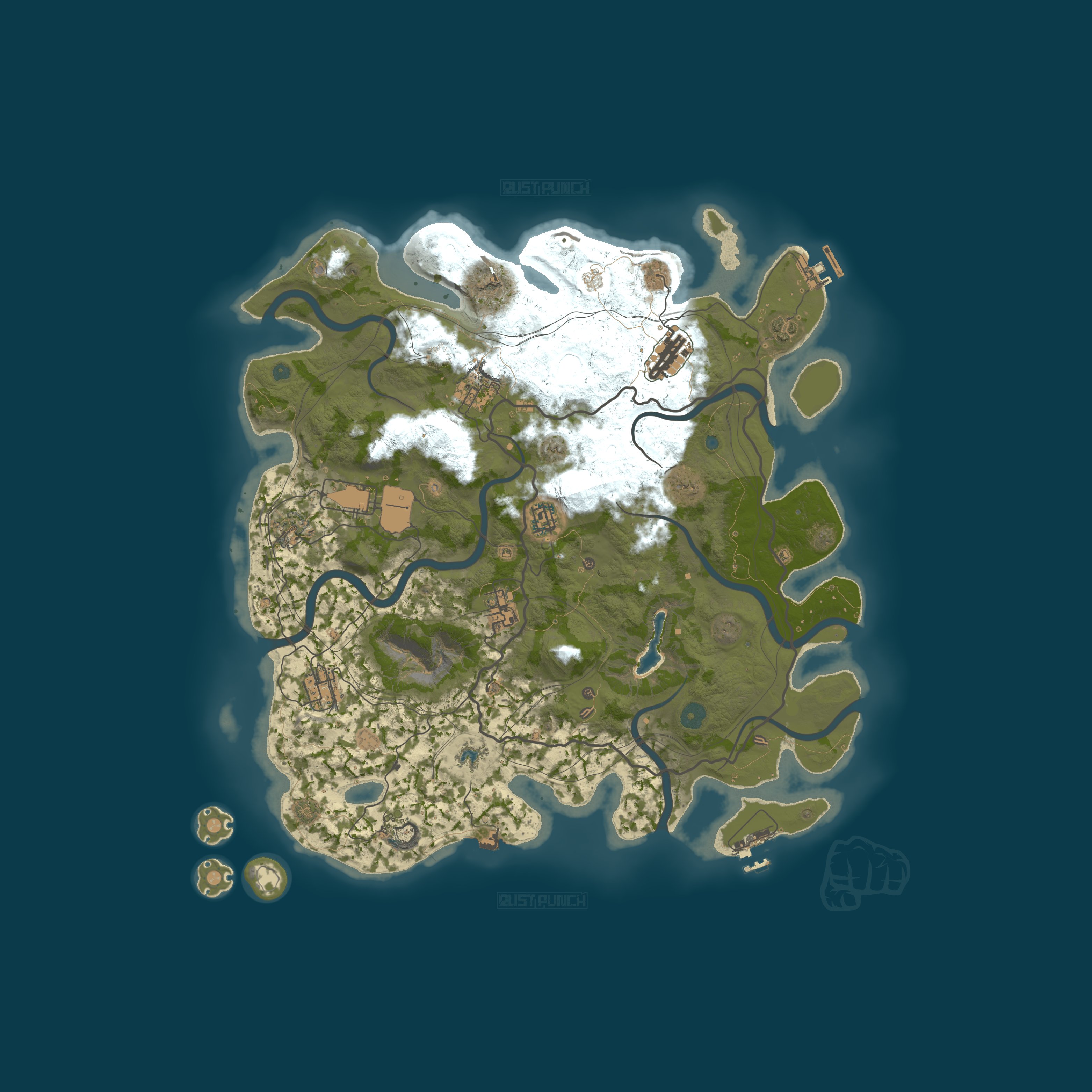 Map for RustPunch.Net PVE |10X|PVE|Kits|Skins|NOBP|Skilltree|