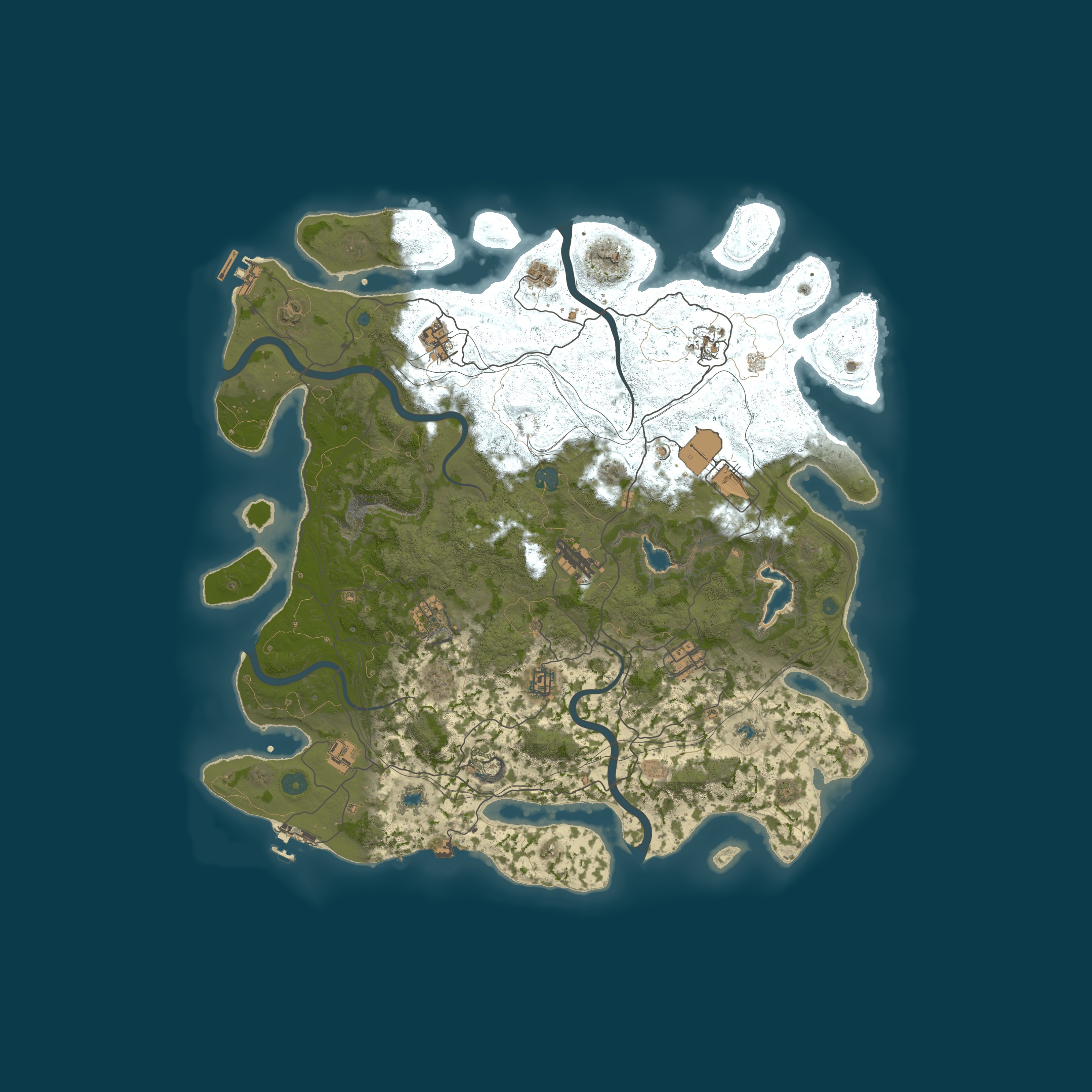 Map for [US] Fossil Rust |  No KOS | Raidable Bases | Noobs Welcome