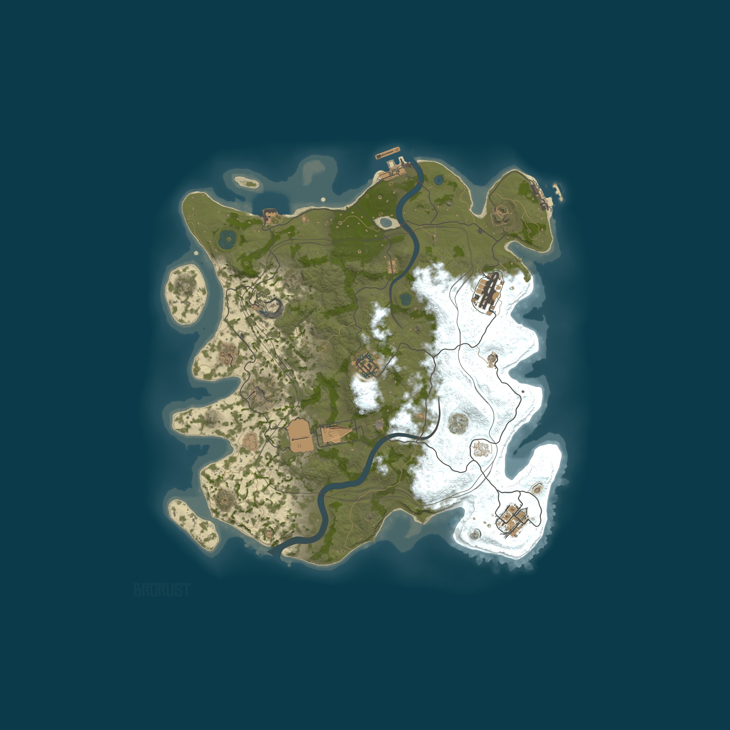 BroRust Procedural Map, size 3600, seed 22808