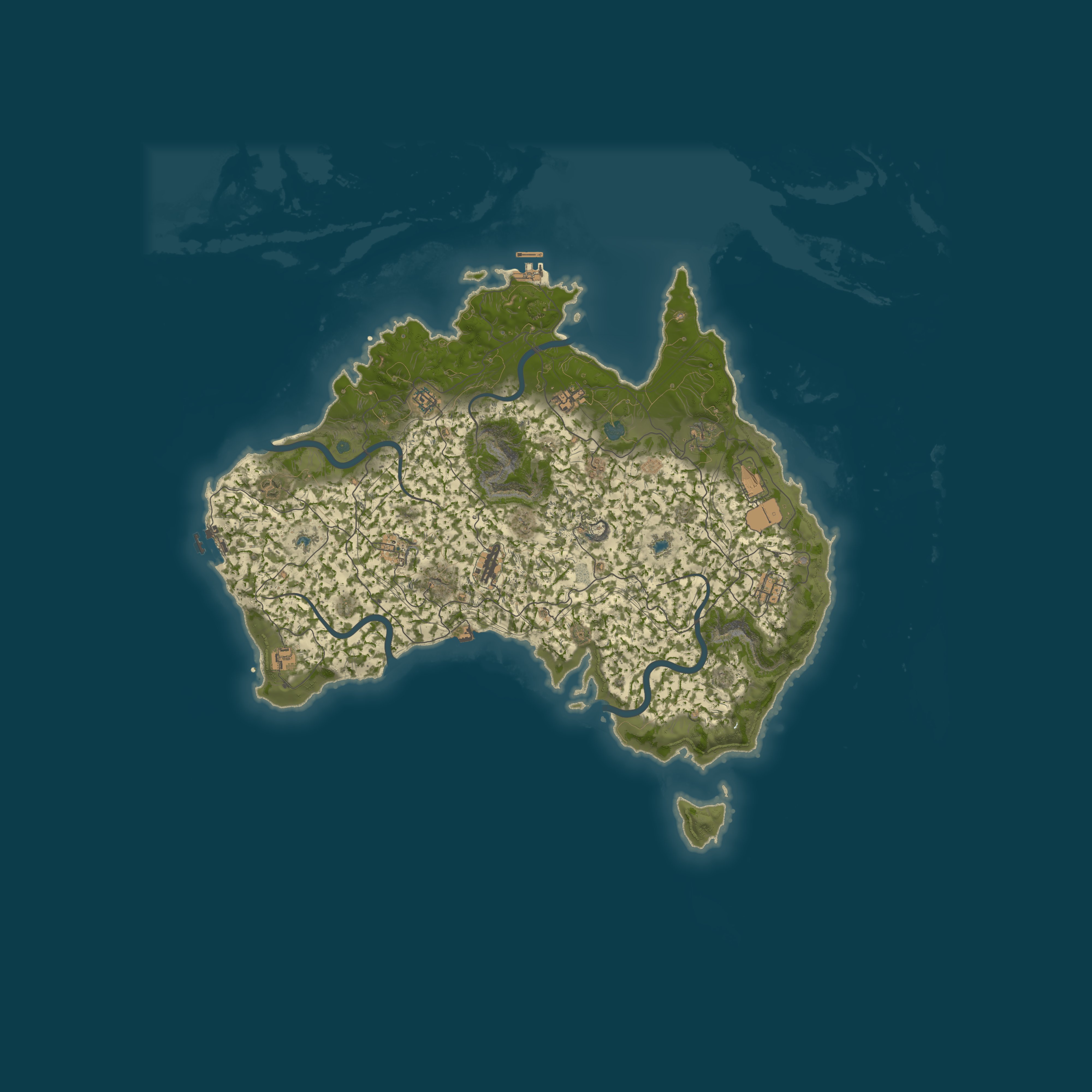 Down Under | The Australia Map | 3x PvP | AU — Mapa procedural 6000, seed 1337