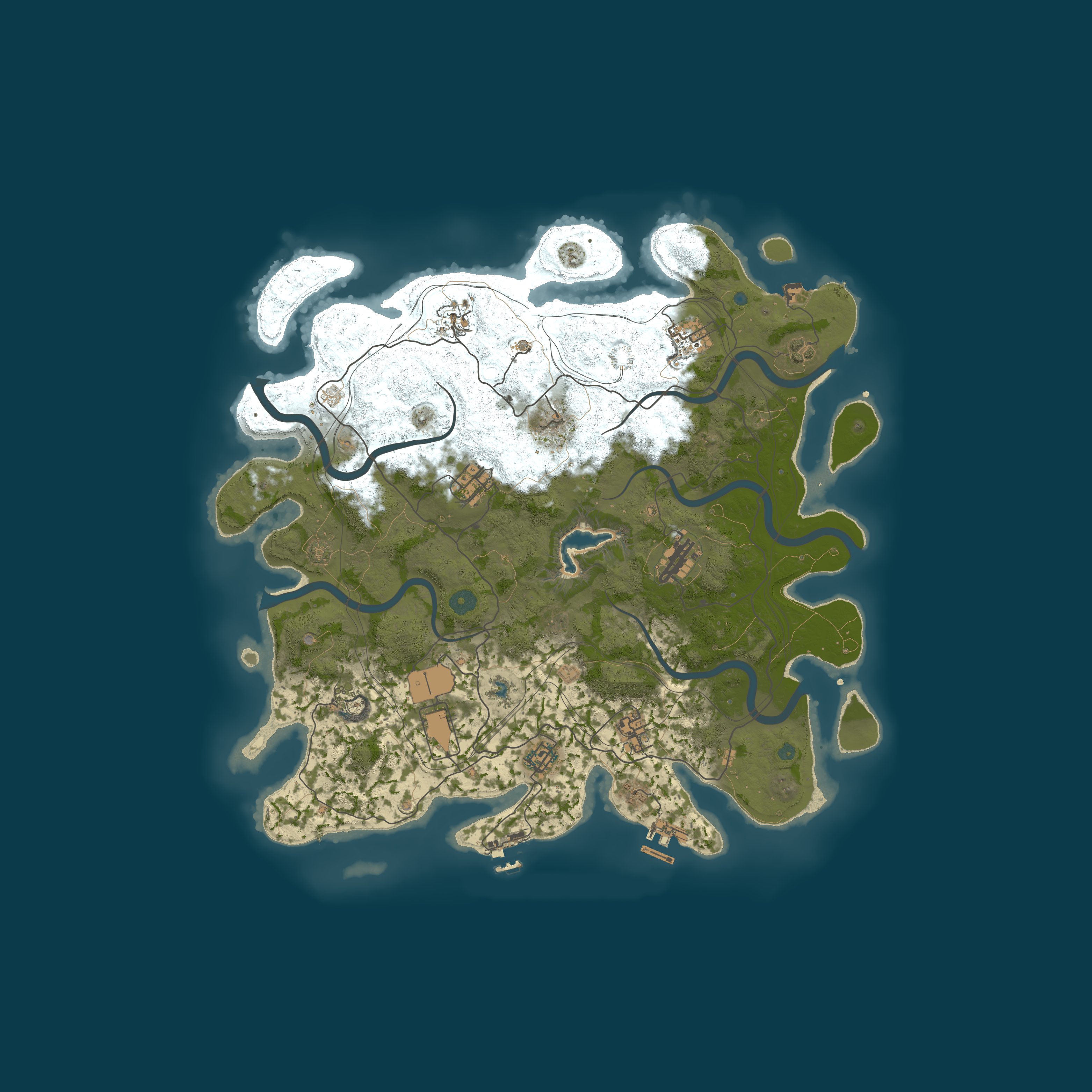 Map for Rust Explora / PVE + PVP zones / Raidable Bases / Convoy / Sput