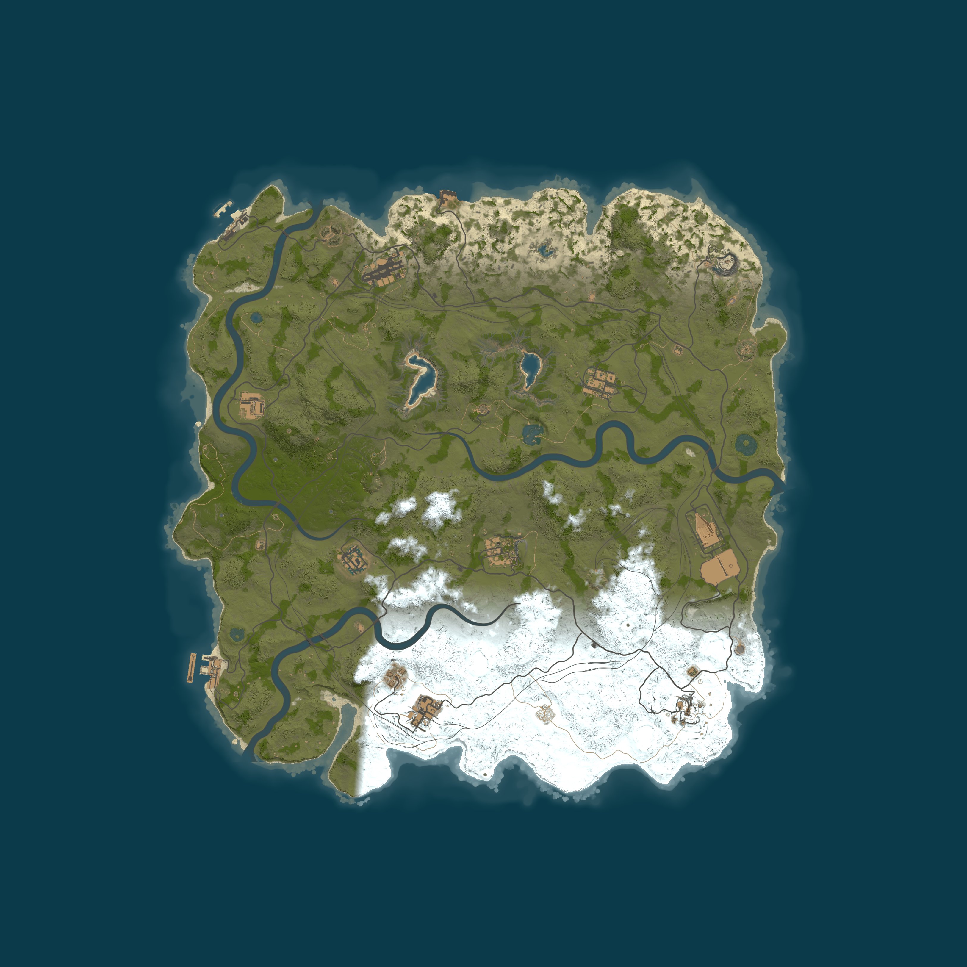 Map for Clear as Rust | 2x PvE | SkillTree | Raidable Bases | Dungeons 