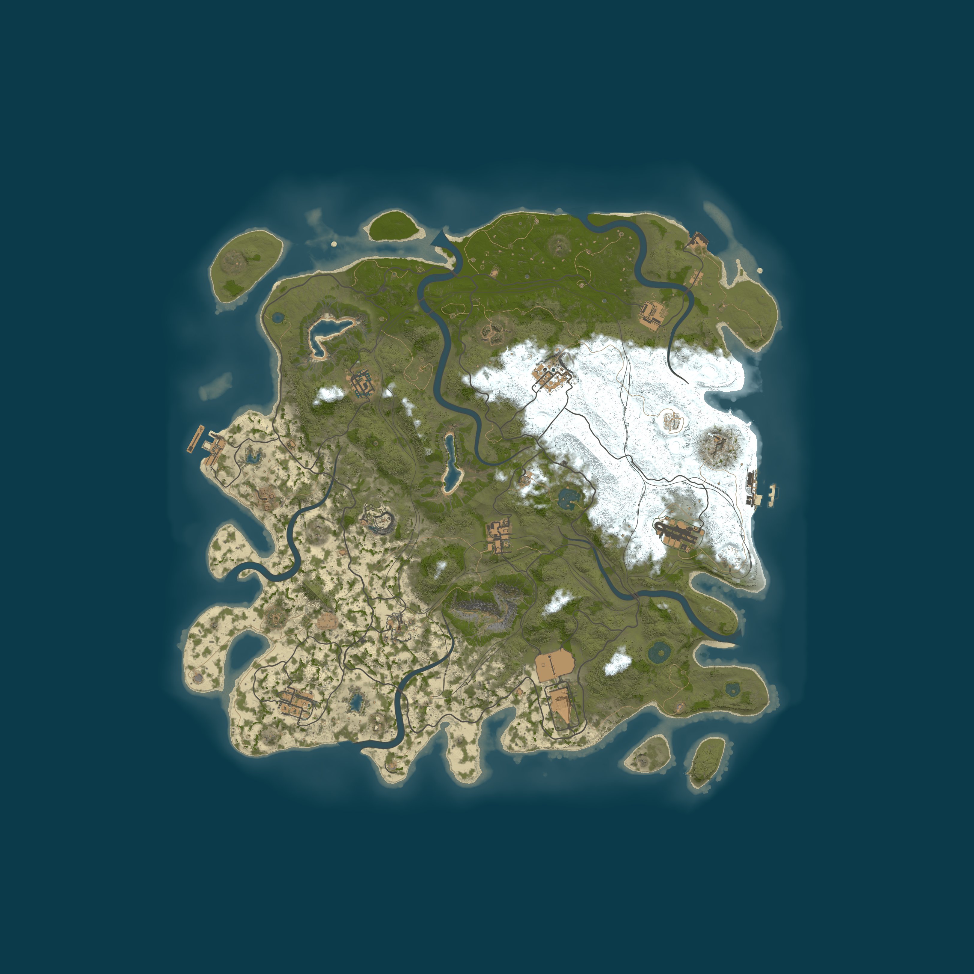 Map for ausRUSTen #1 |PvE|Raidable Bases|Defendable Bases|Defendable Ho