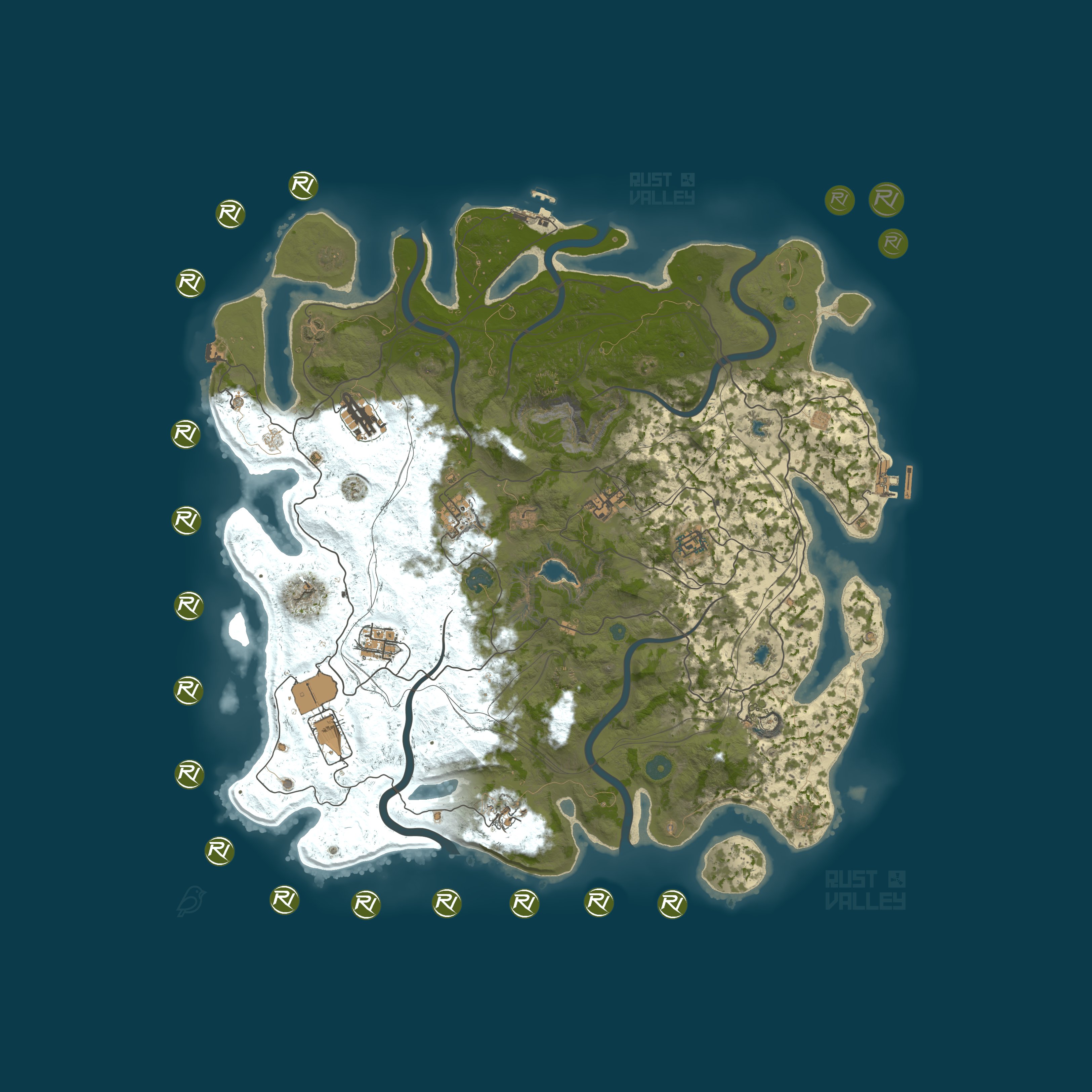 Map for [US/BR] RustValley 10X |#3| PVE+|Legendary Weapons|Raidable