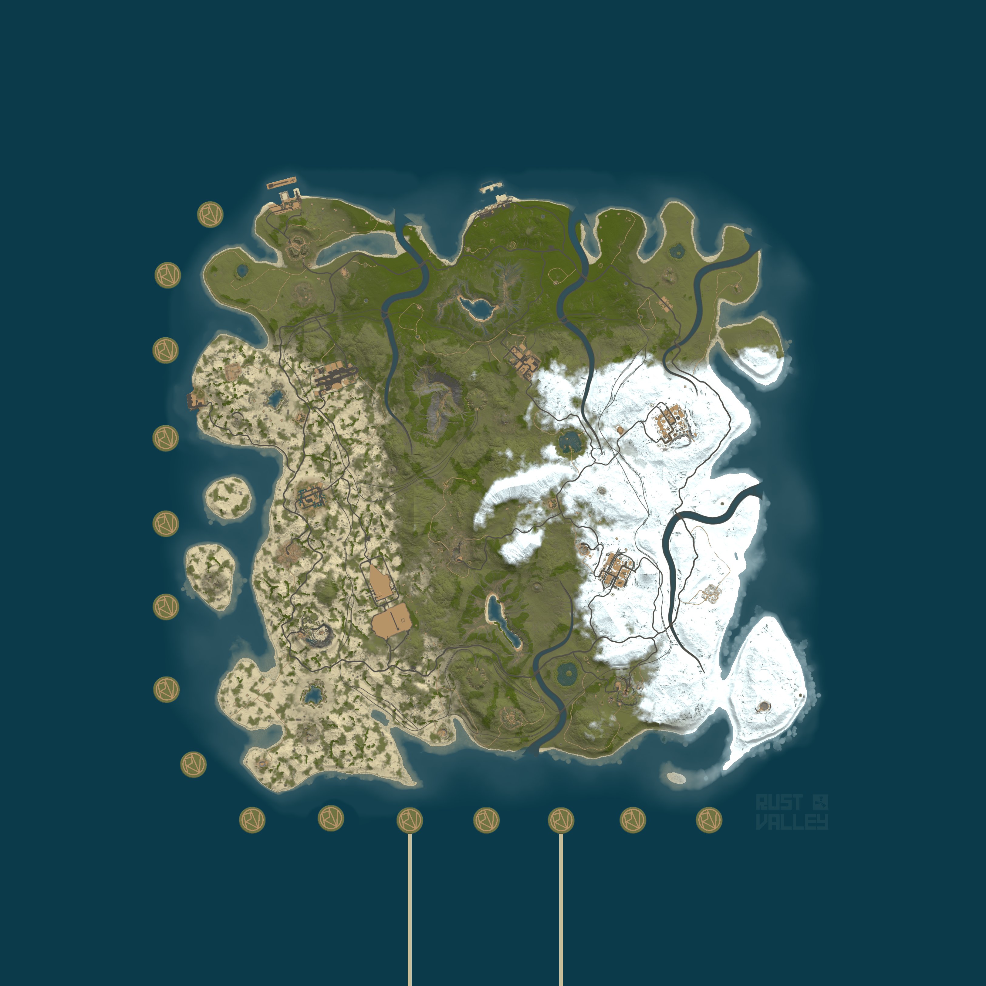 Map for [EU] RustValley 10x PVE |#2| Legendary Weapons|RaidableBases